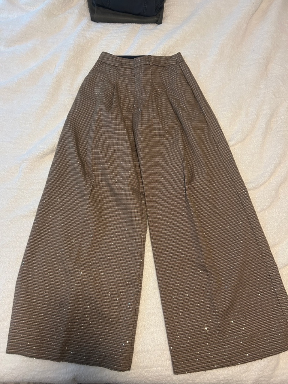 Maeve Wide Leg Brown Tweed Pants